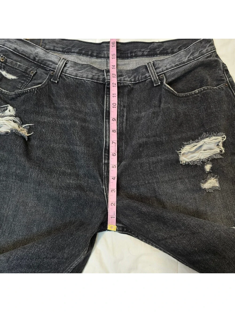 Levis 569 Distressed Loose Denim Shorts Mens 40 Black Jorts Jean Shorts